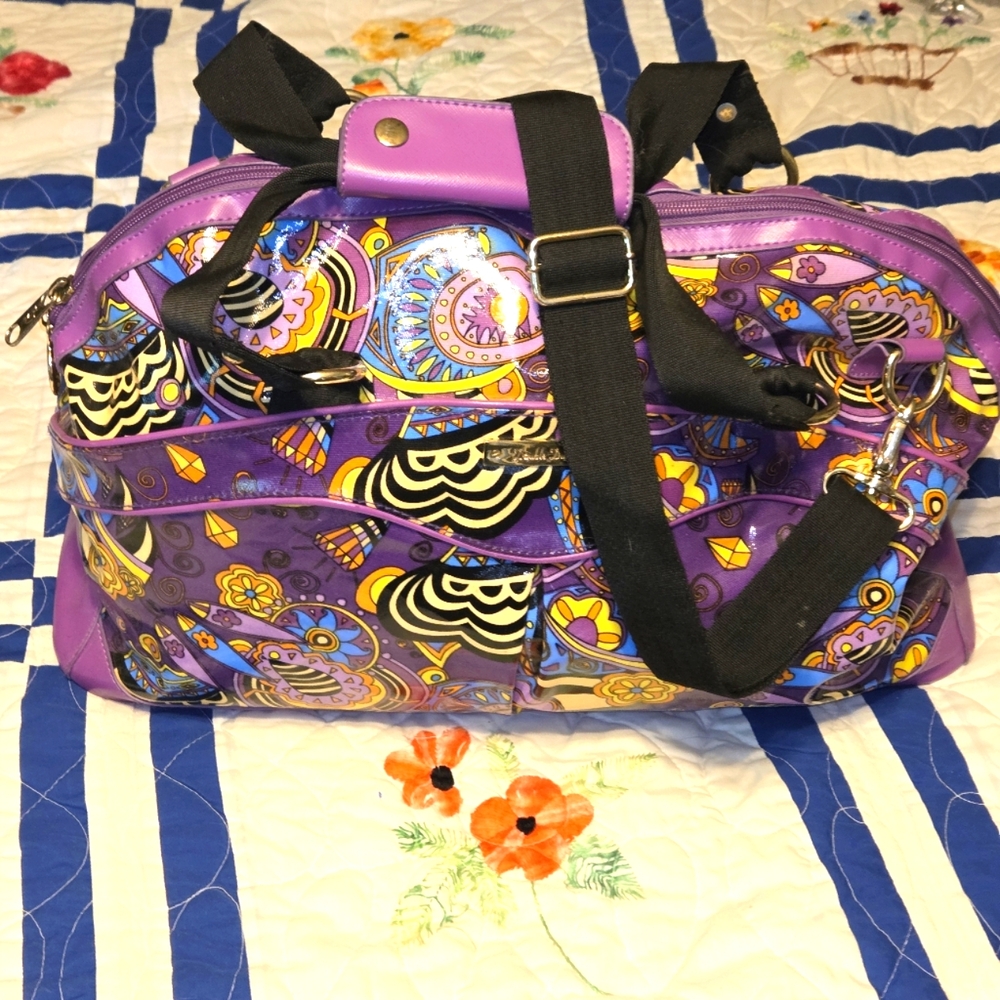 DOUBLE DUTCH CLUB Carry-on Duffel Weekender Bag Purple Paisley Vintage Inspired